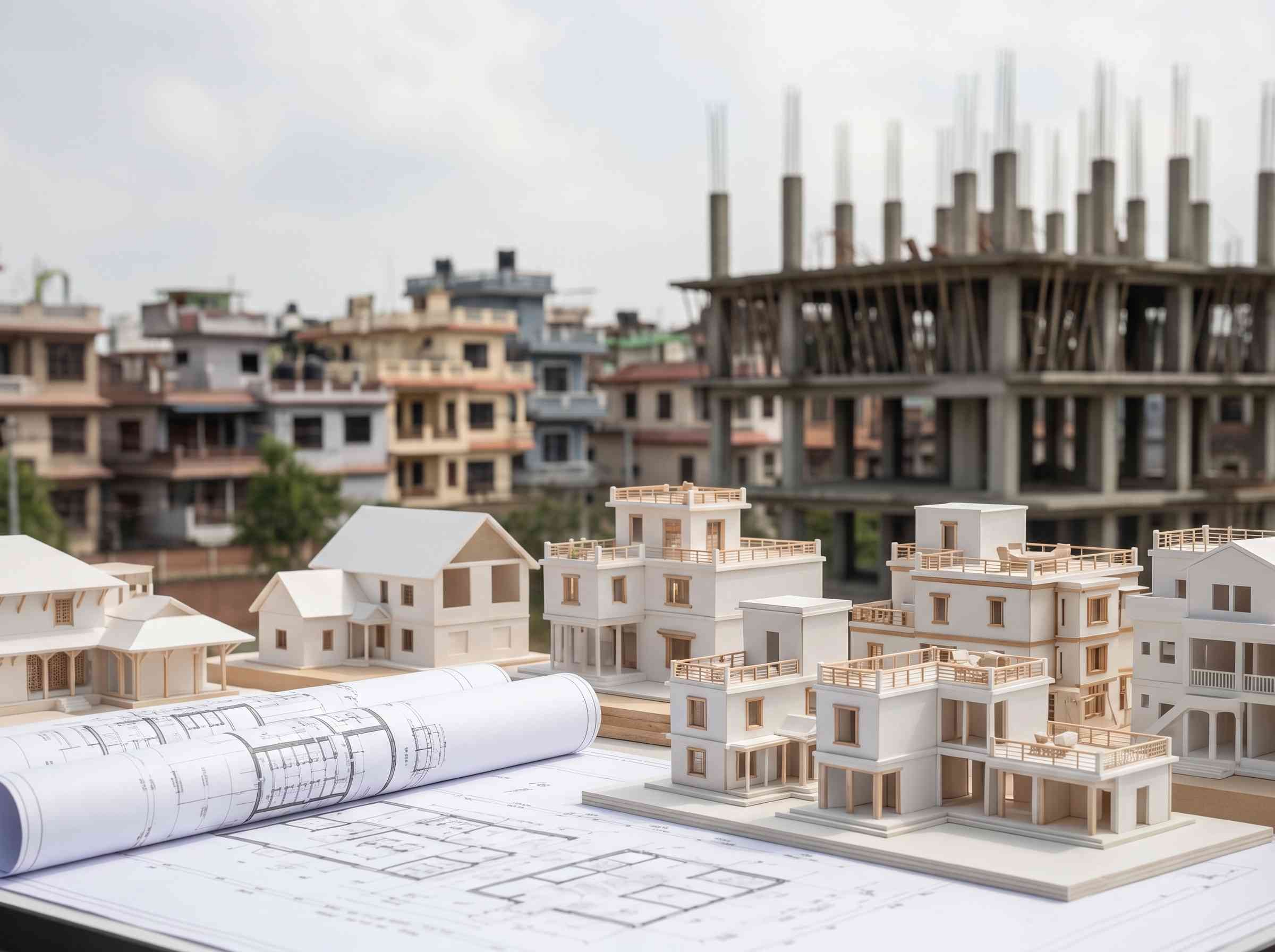 Engineers reviewing construction drawings